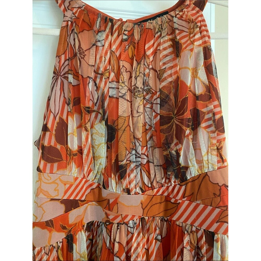 Candalite Petite FLORAL Halter Maxi Dress in Rust Orange, Yellow & Brown Sz LP - Picture 2 of 11